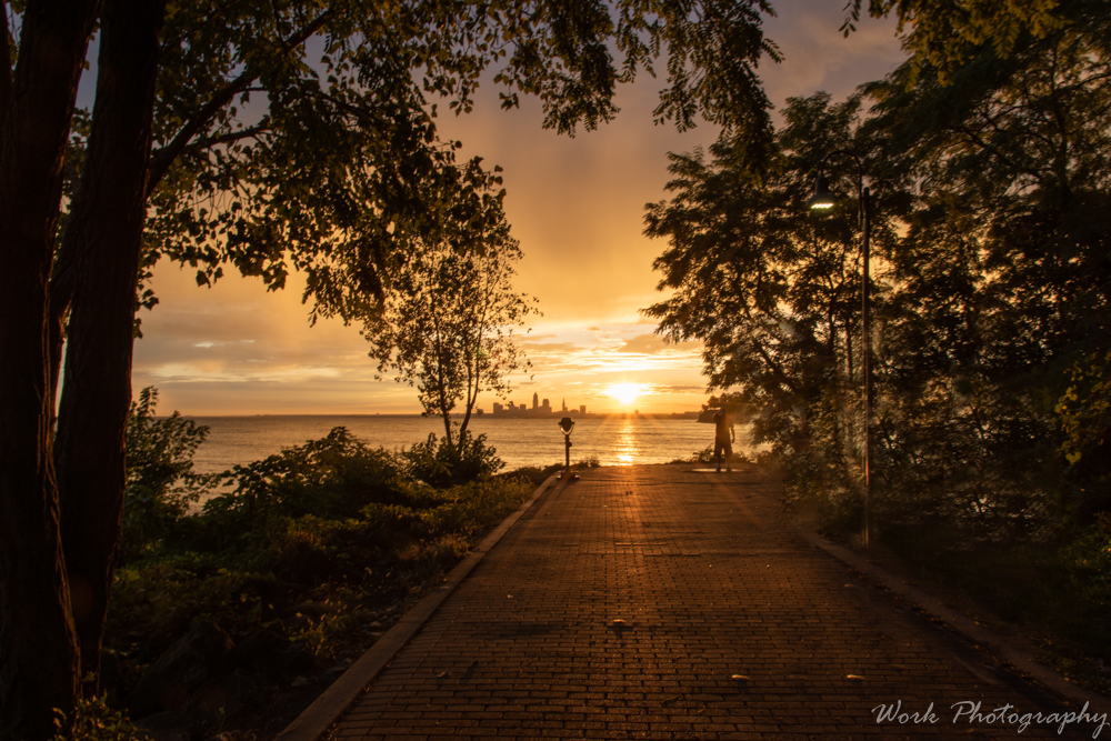 Sunrise over Cleveland Ohio from Lakewood Park.