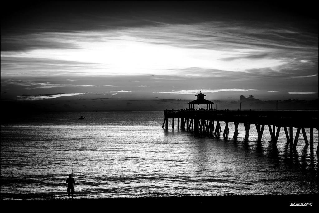 Early Bird Catches the Fish.... BW.jpg