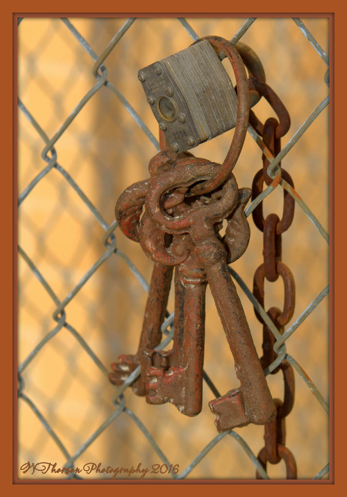 Keys on the Fence with a Chain and Rock 3-10-2016.jpg