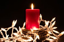 Single Red Candle with White Lights.jpg
